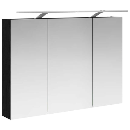 Badrumsmöbelset 4 pcs Svart ek Konstruerat trä och glas