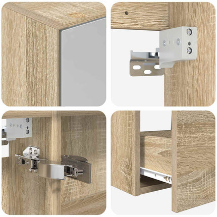 Badrumsmöbelset 4 pcs Sonoma-ek Konstruerat trä och glas