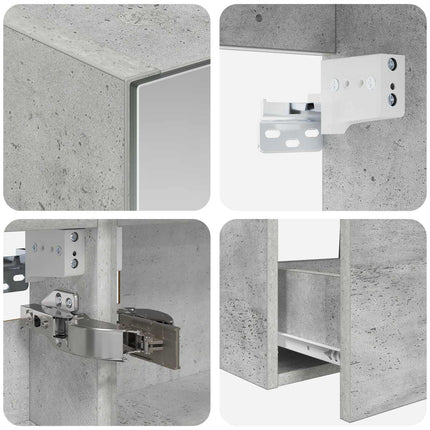 Badrumsmöbelset 4 pcs Betonggrå Konstruerat trä och glas