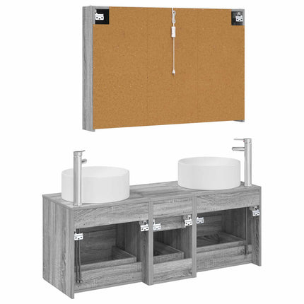 Badrumsmöbelset 4 pcs Grå Sonoma Konstruerat trä och glas