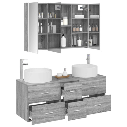 Badrumsmöbelset 4 pcs Grå Sonoma Konstruerat trä och glas