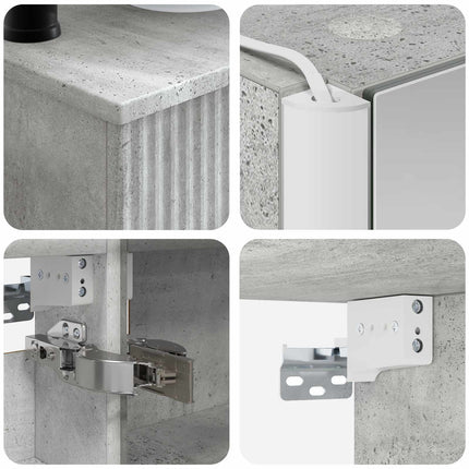 Badrumsmöbelset 6 pcs Betonggrå Konstruerat trä och glas
