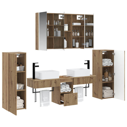 Badrumsmöbelset 6 pcs Artisan-ek Konstruerat trä och glas