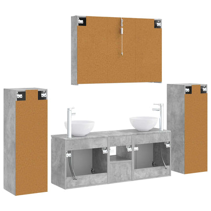 Badrumsmöbelset 6 pcs Betonggrå Konstruerat trä och glas