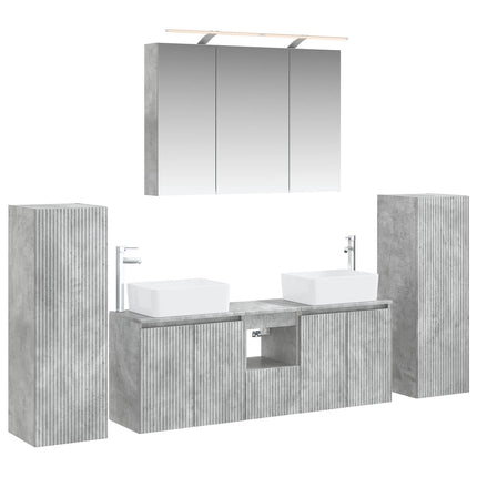Badrumsmöbelset 6 pcs Betonggrå Konstruerat trä och glas