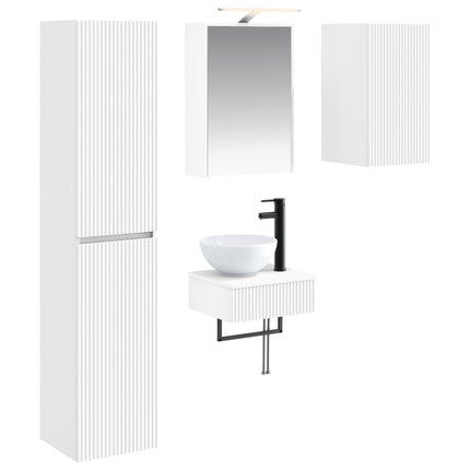 Badrumsmöbelset 5 pcs Vit Konstruerat trä och glas