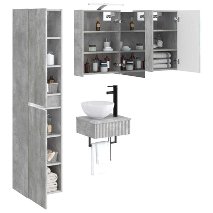 Badrumsmöbelset 5 pcs Betonggrå Konstruerat trä och glas