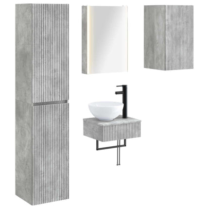 Badrumsmöbelset 5 pcs Betonggrå Konstruerat trä och glas