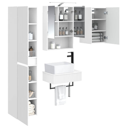 Badrumsmöbelset 5 pcs Vit Konstruerat trä och glas