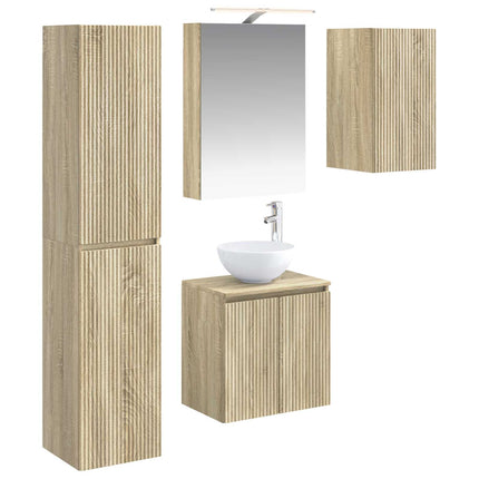Badrumsskåpsset 5 pcs Sonoma-ek 50 x 14,5 x 70 cm