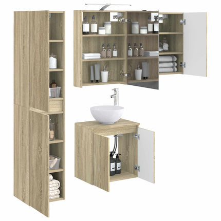Badrumsskåpsset 5 pcs Sonoma-ek 50 x 14,5 x 70 cm