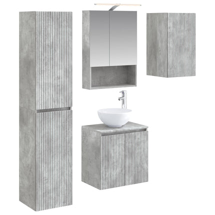 Badrumsskåpsset 5 pcs Betonggrå 50 x 14,5 x 70 cm
