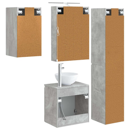 Badrumsskåpsset 5 pcs Betonggrå 50 x 14,5 x 70 cm