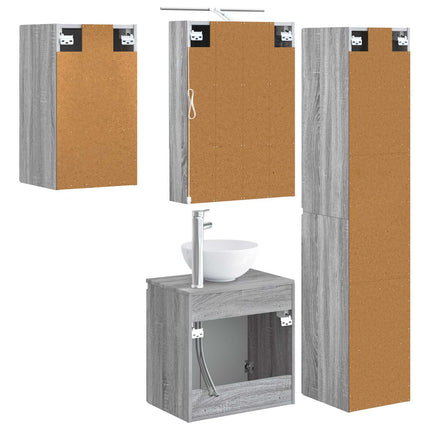 Badrumsskåpsset 5 pcs Grå Sonoma 50 x 14,5 x 70 cm
