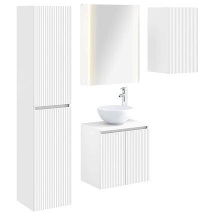 Badrumsskåpsset 5 pcs Vit 53 x 15,5 x 70 cm Konstruerat trä