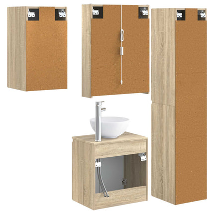 Badrumsskåpsset 5 pcs Sonoma-ek 53 x 15,5 x 70 cm
