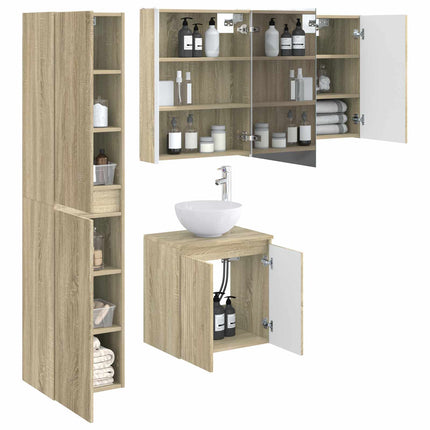 Badrumsskåpsset 5 pcs Sonoma-ek 53 x 15,5 x 70 cm