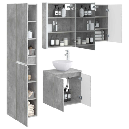 Badrumsskåpsset 5 pcs Betonggrå 53 x 15,5 x 70 cm