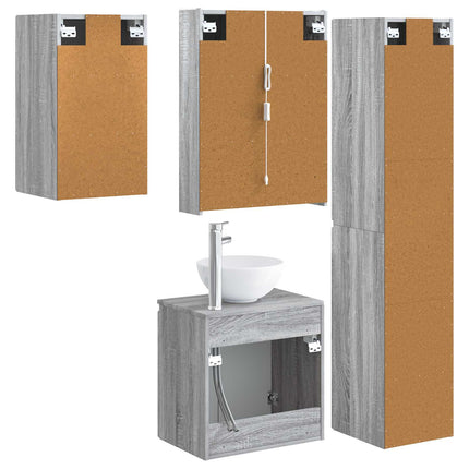 Badrumsskåpsset 5 pcs Grå Sonoma 53 x 15,5 x 70 cm