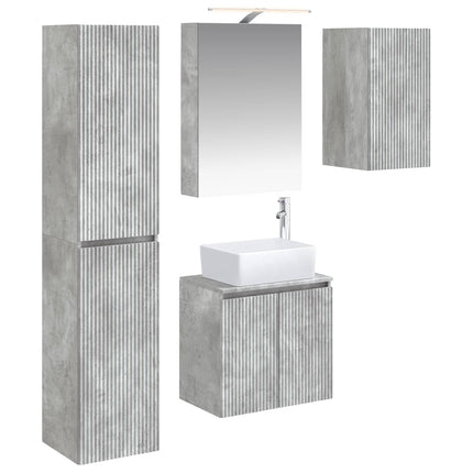 Badrumsskåpsset 5 pcs Betonggrå 50 x 14,5 x 70 cm