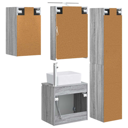Badrumsskåpsset 5 pcs Grå Sonoma 50 x 14,5 x 70 cm