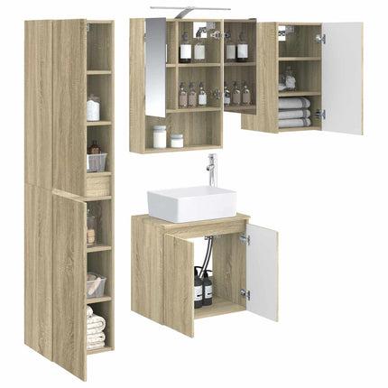 Badrumsskåpsset 5 pcs Sonoma-ek 50 x 14,5 x 70 cm