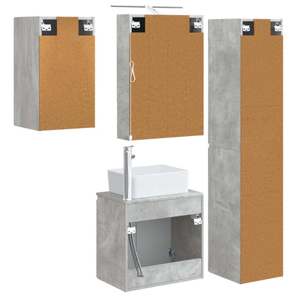 Badrumsskåpsset 5 pcs Betonggrå 50 x 14,5 x 70 cm