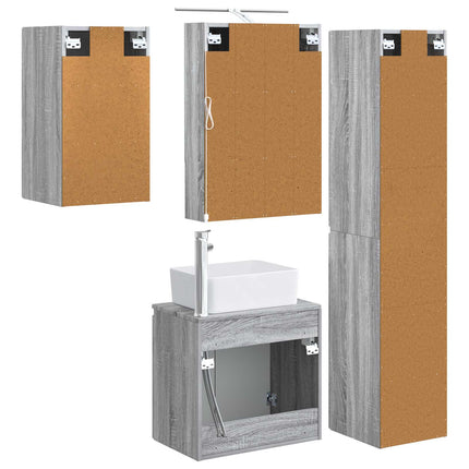 Badrumsskåpsset 5 pcs Grå Sonoma 50 x 14,5 x 70 cm