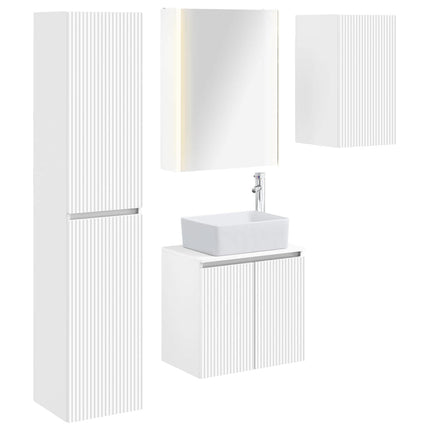Badrumsskåpsset 5 pcs Vit 53 x 15,5 x 70 cm Konstruerat trä