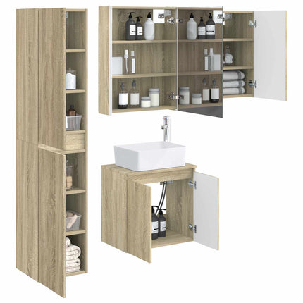 Badrumsskåpsset 5 pcs Sonoma-ek 53 x 15,5 x 70 cm