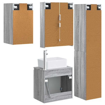 Badrumsskåpsset 5 pcs Grå Sonoma 53 x 15,5 x 70 cm