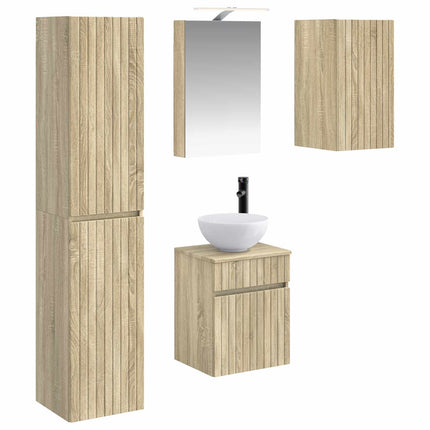 Badrumsskåpsset 5 pcs Sonoma-ek 40 x 10,5 x 60,5 cm