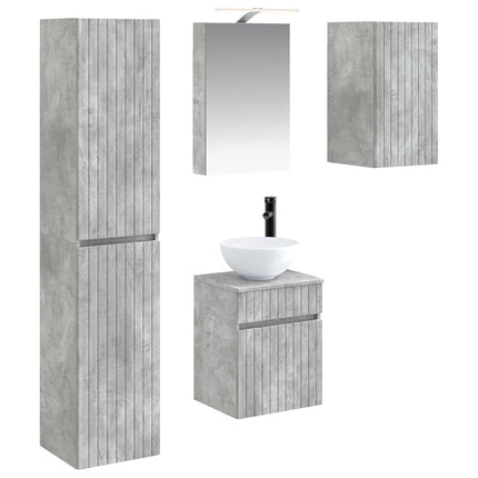 Badrumsskåpsset 5 pcs Betonggrå 40 x 10,5 x 60,5 cm