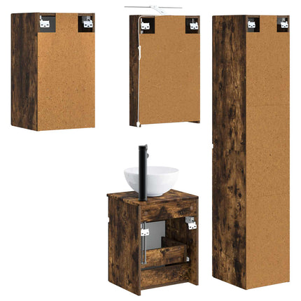 Badrumsskåpsset 5 pcs Rökt ek 40 x 10,5 x 60,5 cm