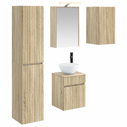 Badrumsskåpsset 5 pcs Sonoma-ek 43 x 16 x 62,5 cm