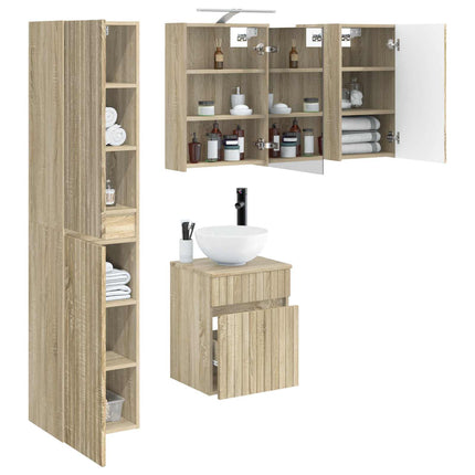 Badrumsskåpsset 5 pcs Sonoma-ek 43 x 16 x 62,5 cm