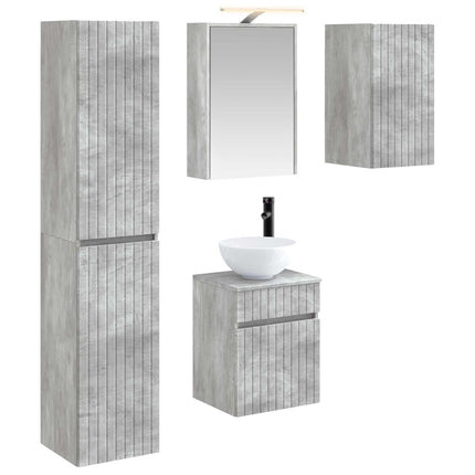 Badrumsskåpsset 5 pcs Betonggrå 43 x 16 x 62,5 cm