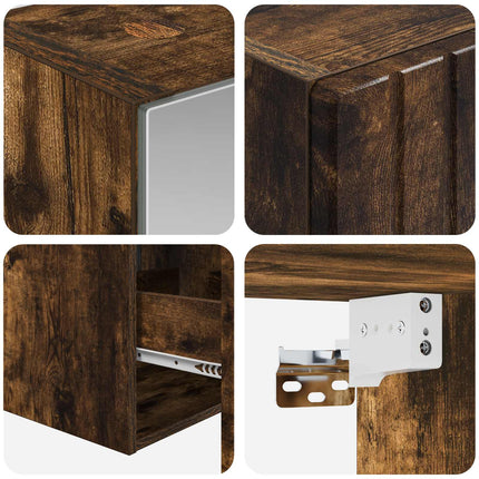 Badrumsskåpsset 5 pcs Rökt ek 43 x 16 x 62,5 cm Konstruerat trä