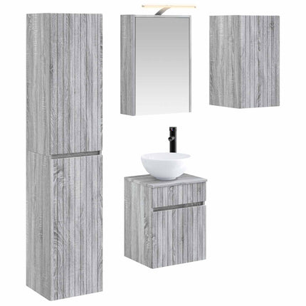 Badrumsskåpsset 5 pcs Grå Sonoma 43 x 16 x 62,5 cm