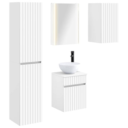 Badrumsskåpsset 5 pcs Vit 43 x 11,5 x 60,5 cm Konstruerat trä