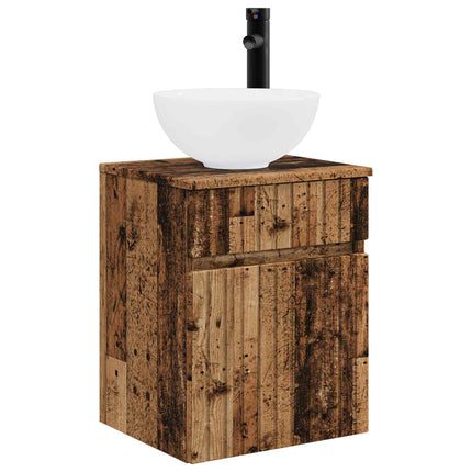 Badrumsskåpsset 5 pcs Gammalt trä 43 x 11,5 x 60,5 cm