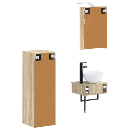Badrumsskåpsset 4 pcs Sonoma-ek 40 x 10,5 x 60,5 cm
