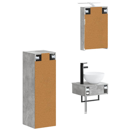 Badrumsskåpsset 4 pcs Betonggrå 40 x 10,5 x 60,5 cm