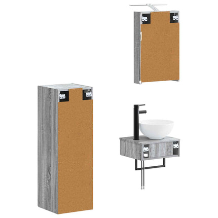 Badrumsskåpsset 4 pcs Grå Sonoma 40 x 10,5 x 60,5 cm