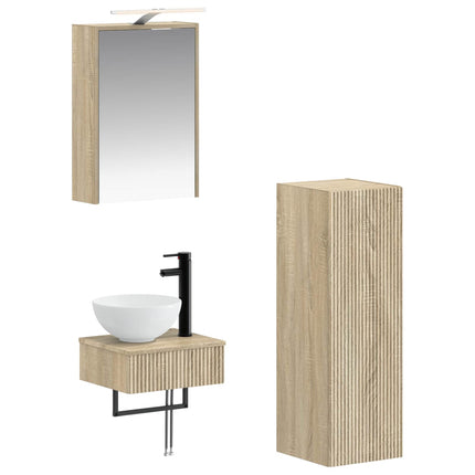 Badrumsskåpsset 4 pcs Sonoma-ek 43 x 16 x 62,5 cm
