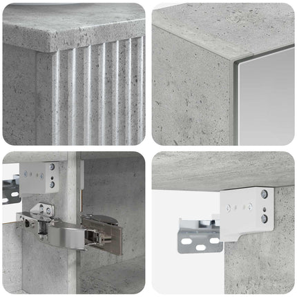 Badrumsskåpsset 4 pcs Betonggrå 43 x 16 x 62,5 cm