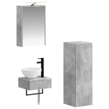 Badrumsskåpsset 4 pcs Betonggrå 43 x 16 x 62,5 cm