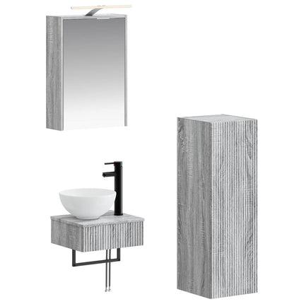 Badrumsskåpsset 4 pcs Grå Sonoma 43 x 16 x 62,5 cm