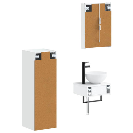 Badrumsskåpsset 4 pcs Vit 43 x 11,5 x 60,5 cm Konstruerat trä