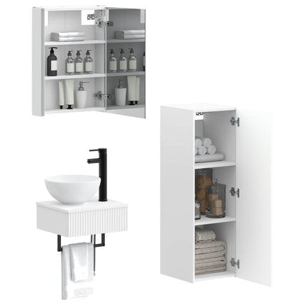 Badrumsskåpsset 4 pcs Vit 43 x 11,5 x 60,5 cm Konstruerat trä